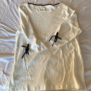 NWT White Talbots Long Sleeve Shirt with Black Tie Wrist - XL